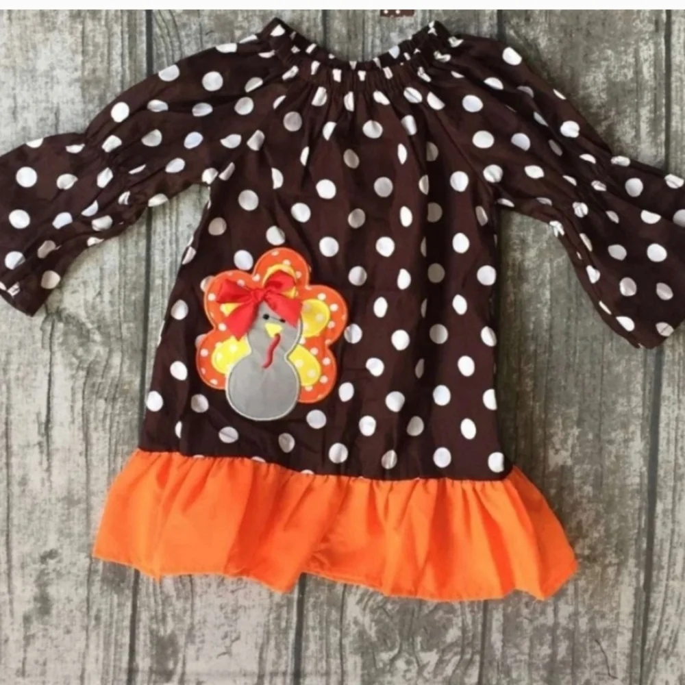 NWOT Thanksgiving Dress for girls NEW...size 6  RUNS SMALL